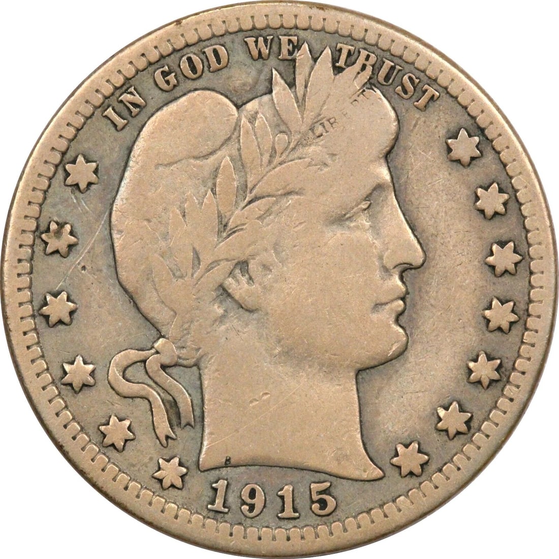 1915-S BARBER QUARTER 25C, VERY FINE VF (1 of 2)