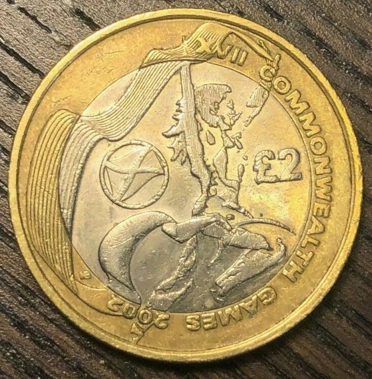 2002 GREAT BRITAIN XVII COMMONWEALTH GAMES 2 POUND COIN, ABOUT UNCIRCULATED (1 of 2)