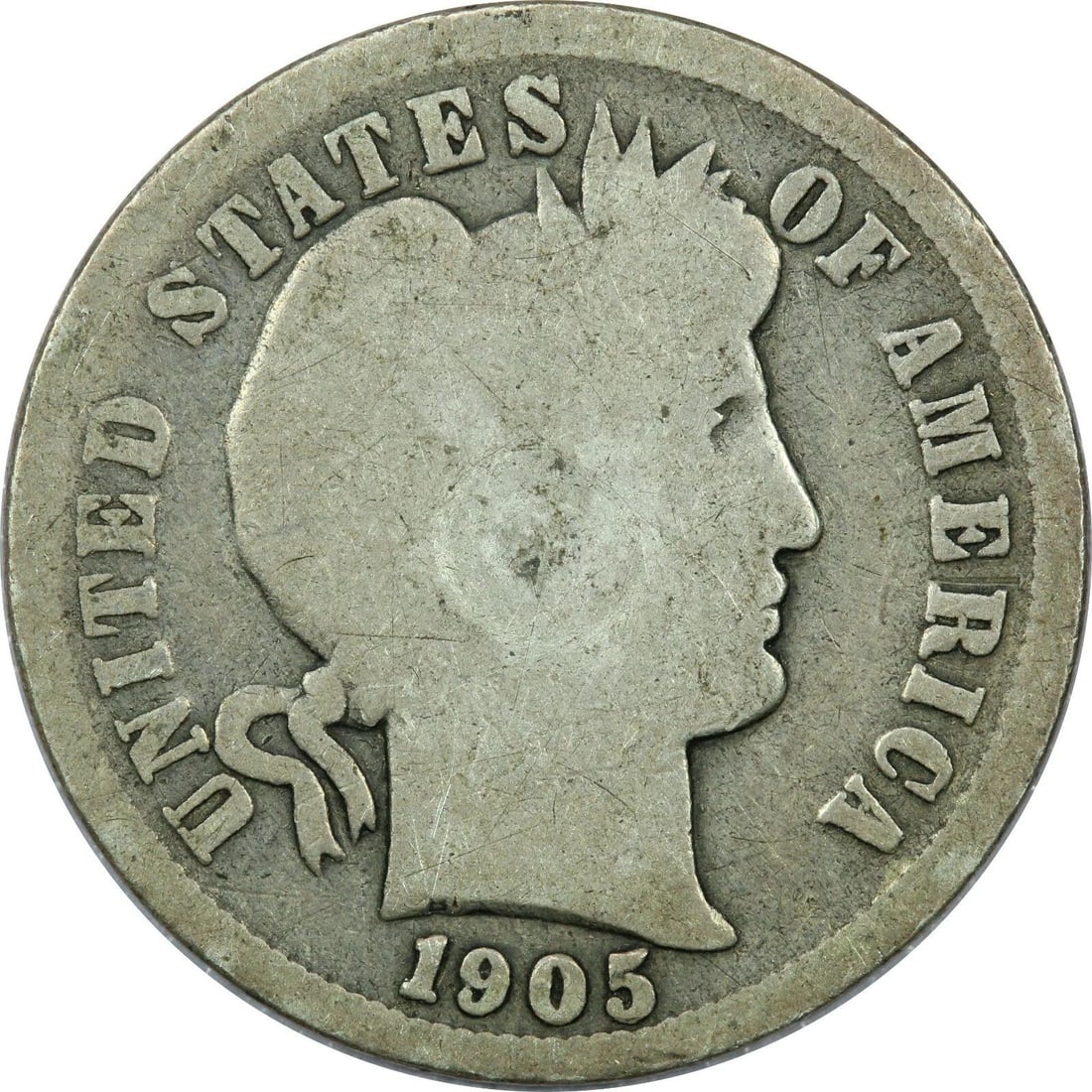 1905-O MICRO O BARBER DIME 10C, GOOD G (1 of 2)