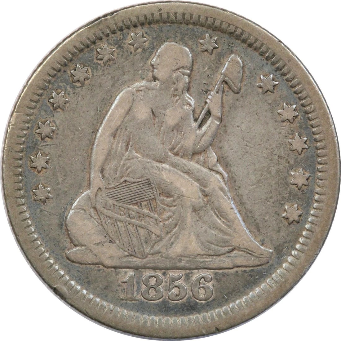 1856 SEATED LIBERTY QUARTER 25C, VERY FINE VF (1 of 2)