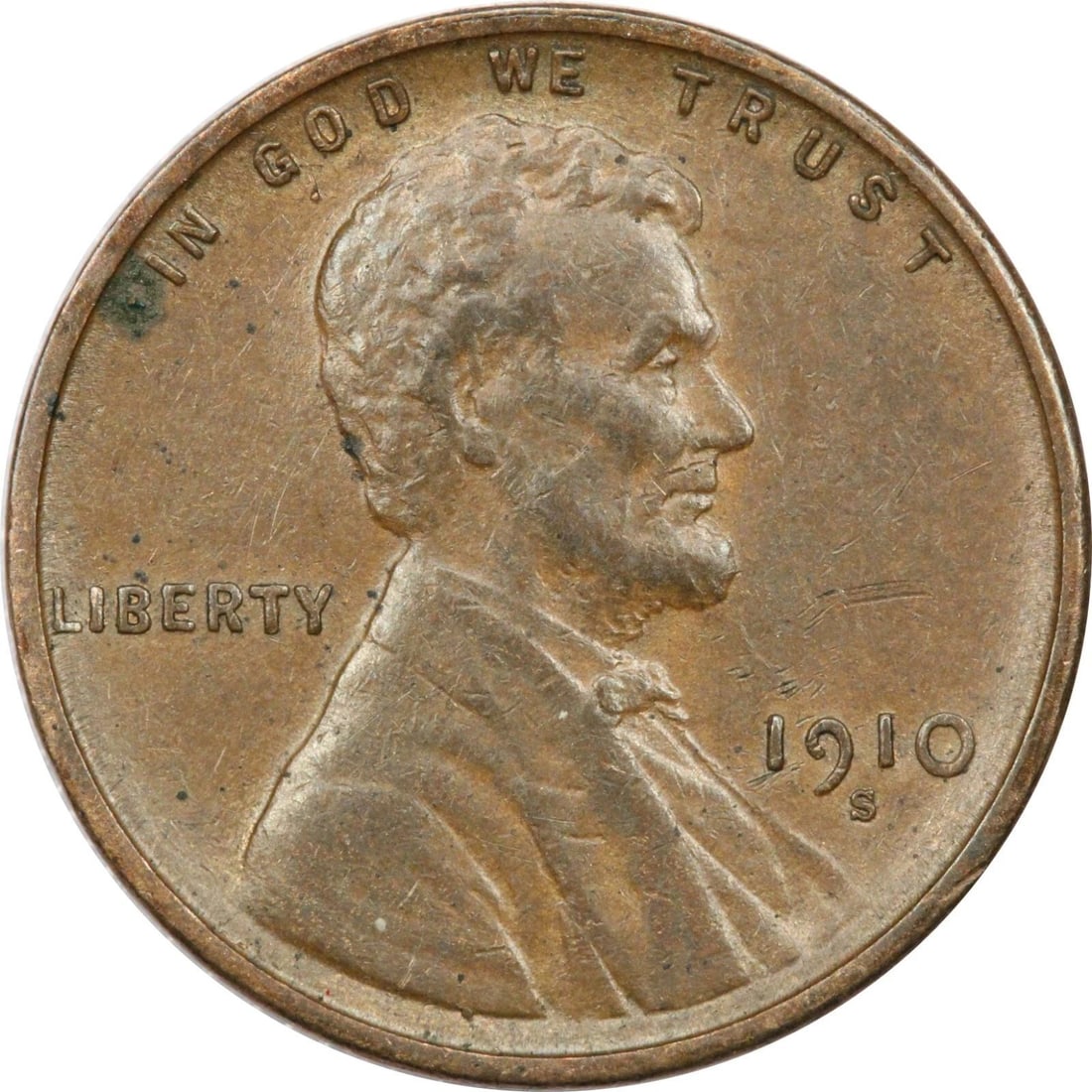 1910-S LINCOLN WHEAT CENT 1C, EXTREMELY FINE XF (1 of 2)