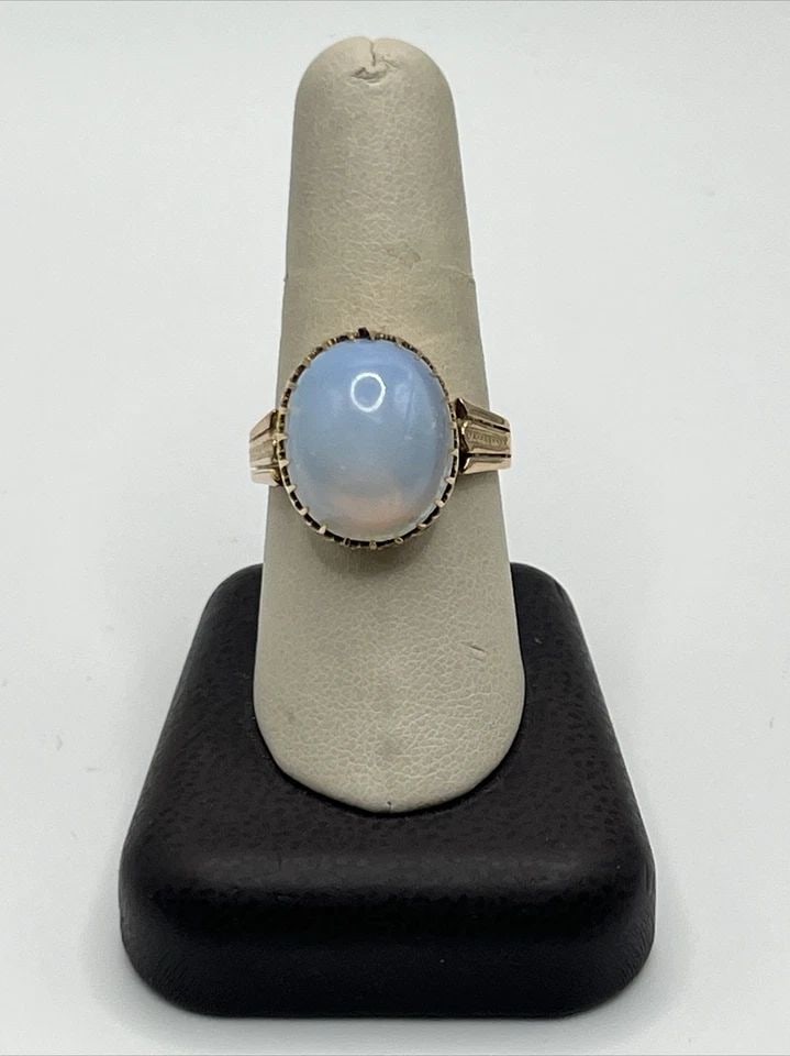 ANTIQUE 14K Y/G & MOONSTONE RING SIZE 9.75 (1 of 1)
