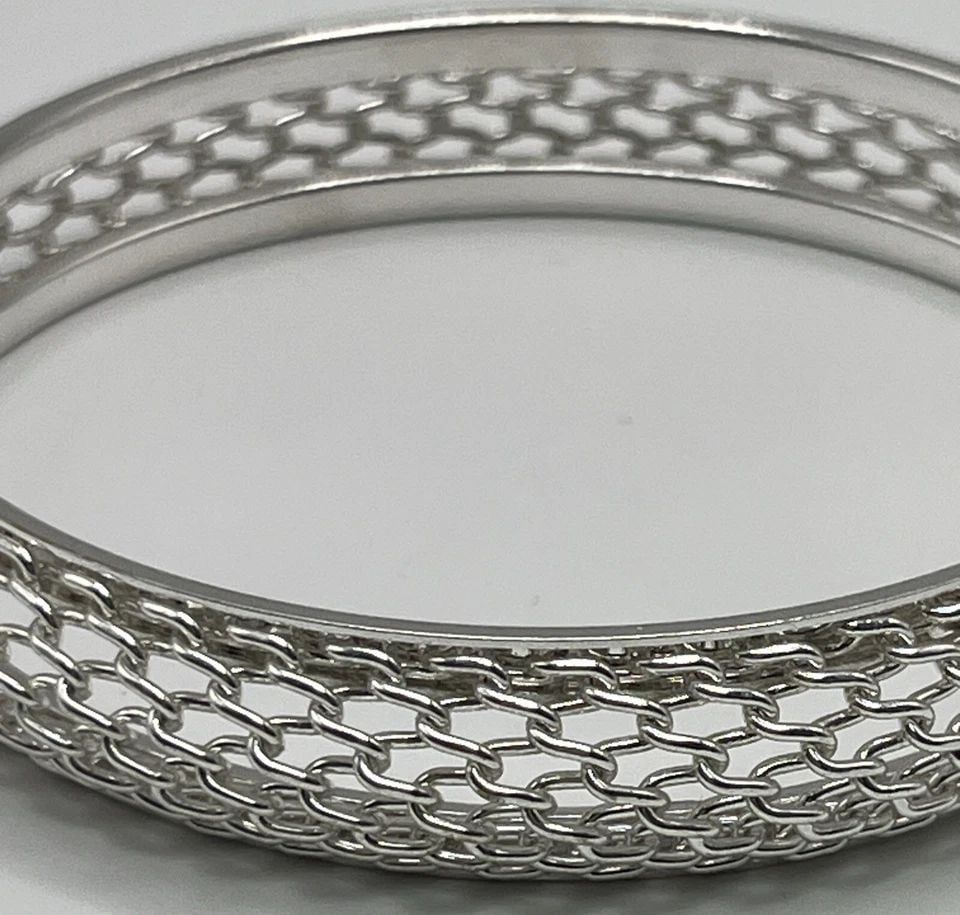 WOVEN SILVER BANGLE BRACELET - 2