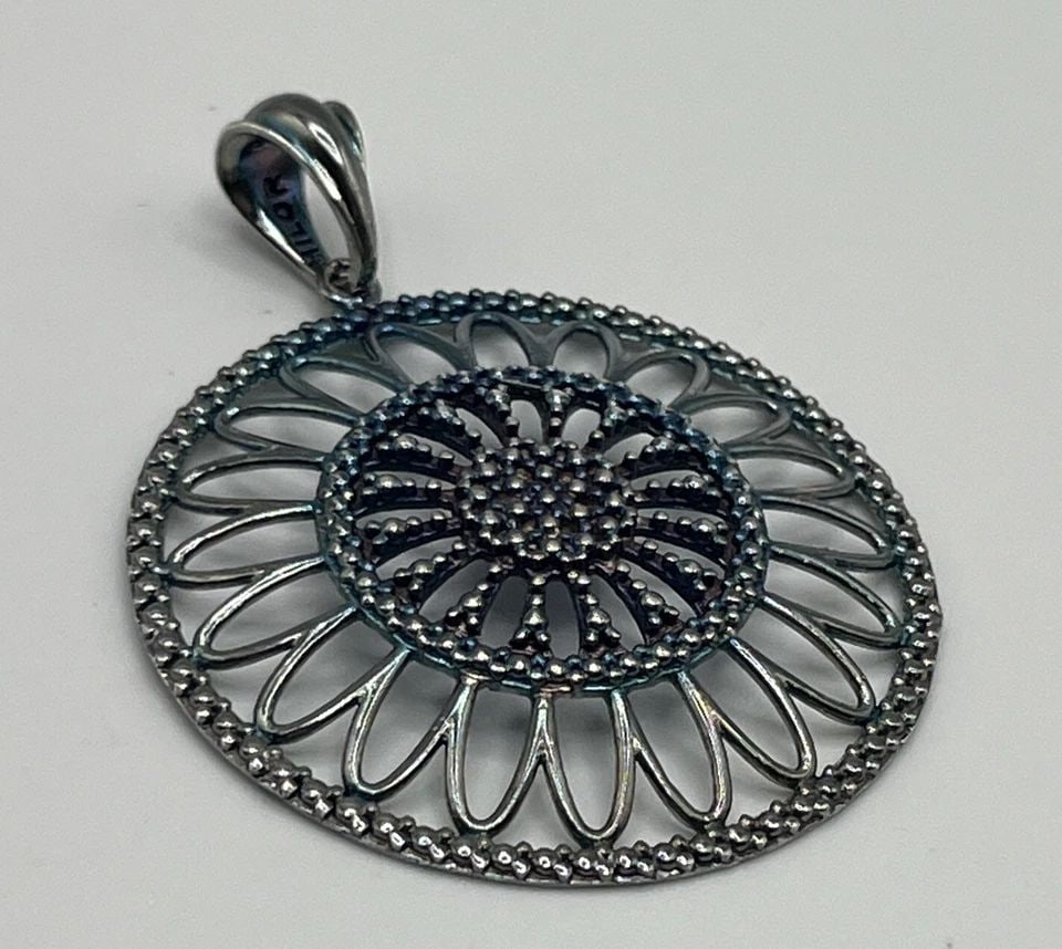VINTAGE MILOR ITALY FLOWER LARGE PENDANT 925 STERLING SILVER (1 of 1)