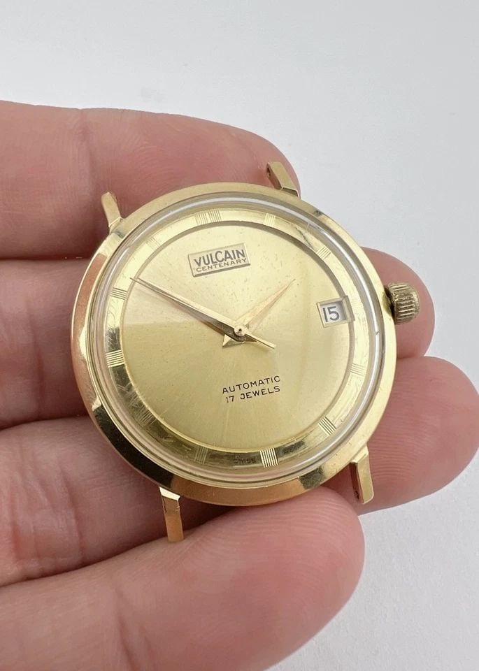 RARE 1970'S VULCAIN 18K YELLOW GOLD CENTENARY SUPER DELUXE RING AUTOMATIC WATCH (1 of 2)