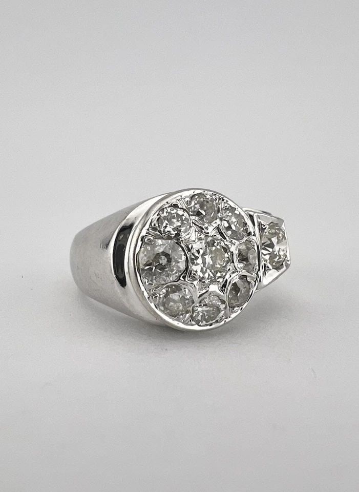 ANTIQUE ART DECO RETRO 14K WHITE GOLD OLD EUROPEAN CUT DIAMOND RING: ANTIQUE ART DECO RETRO 14K WHITE GOLD OLD EUROPEAN CUT DIAMOND RING Antique Art Deco Retro 14k White Gold Old European Cut Diamond Ring Ring Size: 7 - Can Be Resized Metal: Test Around 14k White Gold 