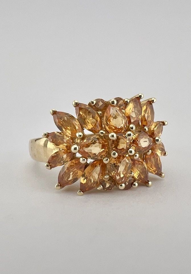 DESIGNER D'YACH 14K YELLOW GOLD PALMEIRA GOLDEN CITRINE CLUSTER RING (1 of 2)