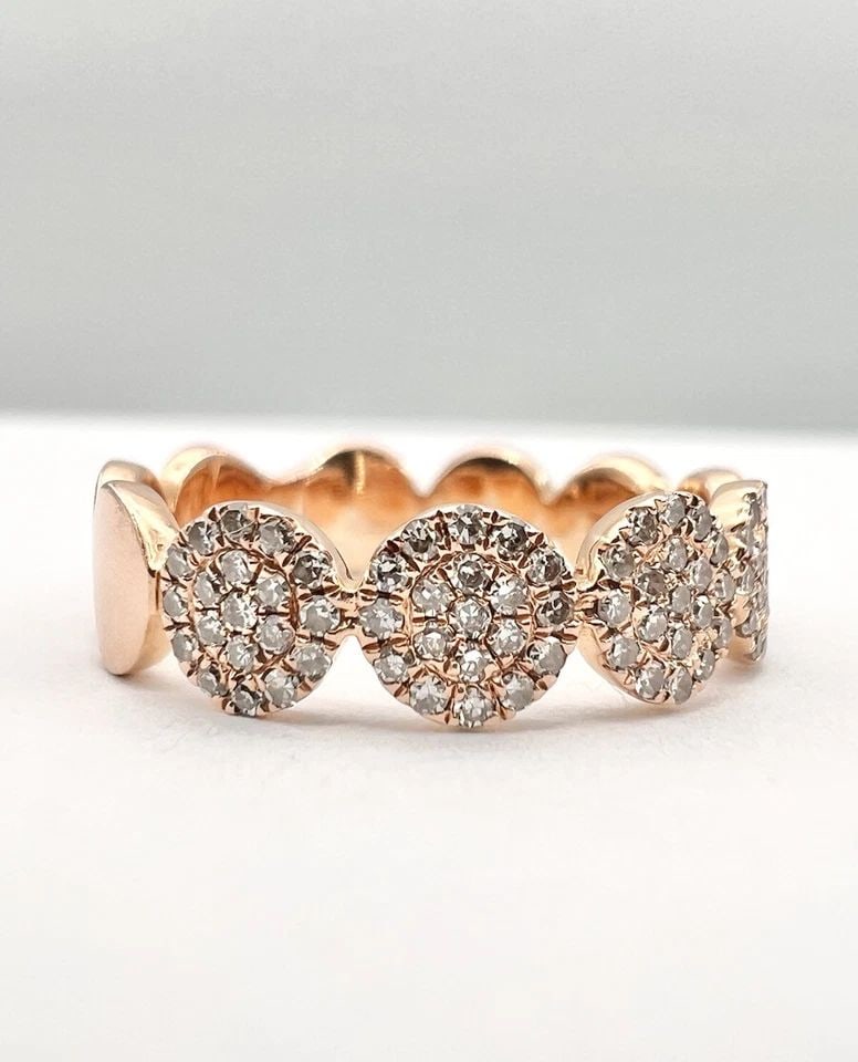 DESIGNER CONTEMPORARY 14K ROSE GOLD .50CT MICRO PAVE DIAMOND ROUND CIRCLE RING (1 of 2)