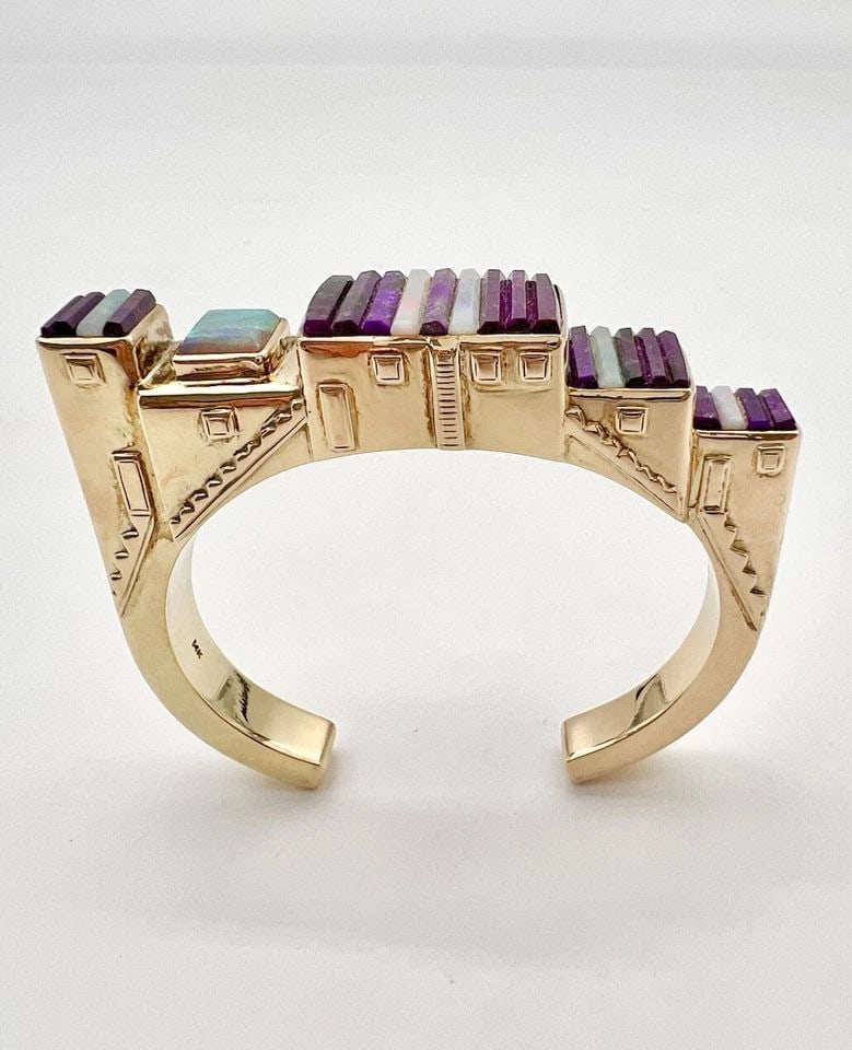 ANNA BECK 925 STERLING SILVER 18K GOLD CLASSIC DOT 2" WIDE CUFF BRACELET (1 of 2)