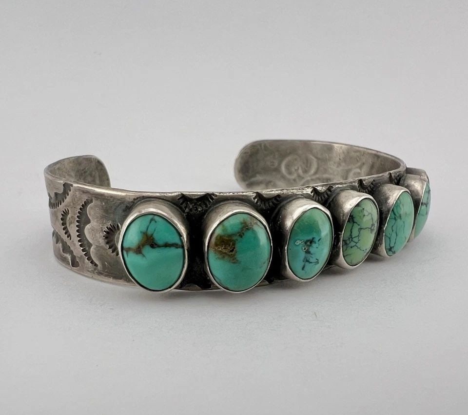HERBERT & ESTER CELLICION ZUNI STERLING SILVER MULTI GEMSTONE FLUSH WATCH TIPS (1 of 2)