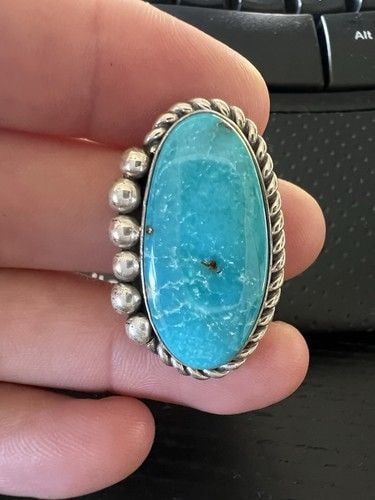 VTG NAVAJO STERLING SILVER FOX TURQUOISE STAMPED BROOCH PIN PENDANT 1 3/8" (1 of 2)