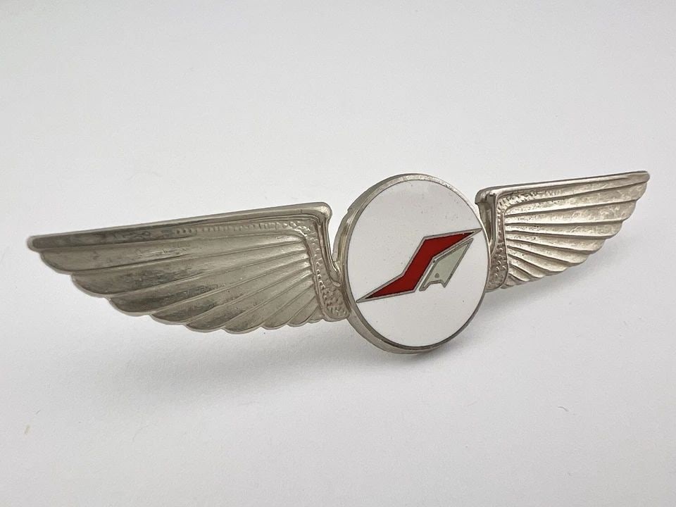 RARE SUBURBAN AIRLINES (SA) PILOT SILVER TONE ENAMEL PINS WINGS 3 1/8" (1 of 2)
