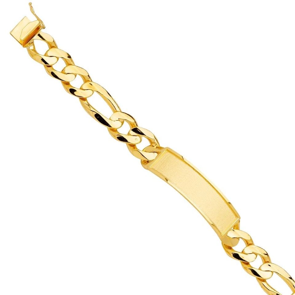 NEW 14K YELLOW GOLD SOLID LINK ID BRACELET - 2