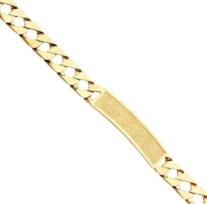NEW 14K YELLOW GOLD CURB LINK FRAME ID BRACELET: NEW 14K YELLOW GOLD CUBAN LINK FRAME ID BRACELET CUBAN LINK FRAME ID BRACELET NEW 14K YELLOW GOLD LENGTH - 8.5in Apx WEIGHT - 27g