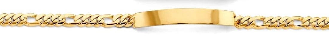 NEW 14K YELLOW GOLD FIGARO LINK ID BRACELET (1 of 2)