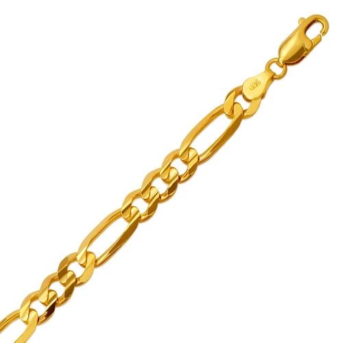 NEW 14K YELLOW GOLD FIGARO FLAT BRACELET (1 of 2)