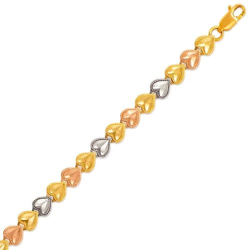 NEW 14K TRICOLOR GOLD FACETED DIAMOND CUT BRACELET: NEW 14K TRICOLOR GOLD FACETED DIAMOND CUT BRACELET FACETED DIAMOND CUT BRACELET NEW 14K TRICOLOR GOLD LENGTH: 7" inch AVERAGE Apx WEIGHT: 6.8g