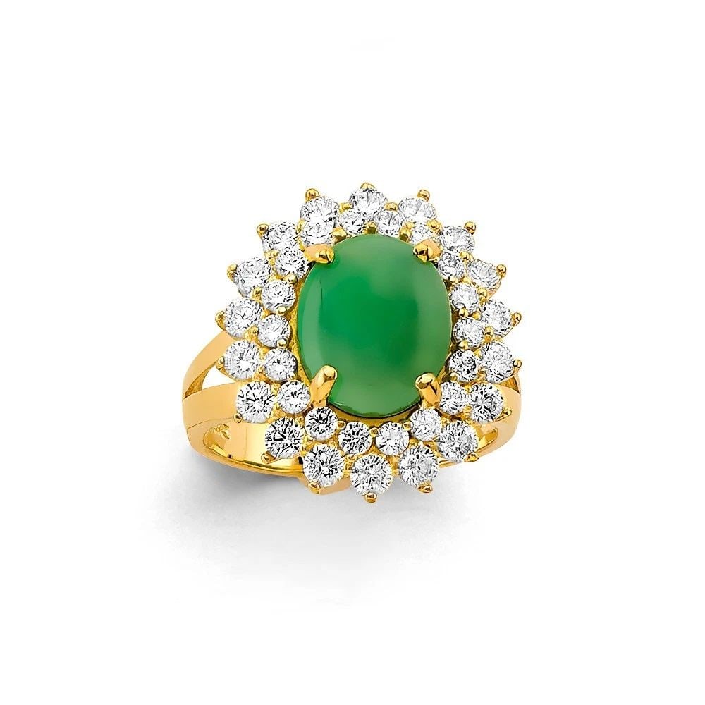 NEW 14K YELLOW GOLD JADE RING/SET (1 of 2)