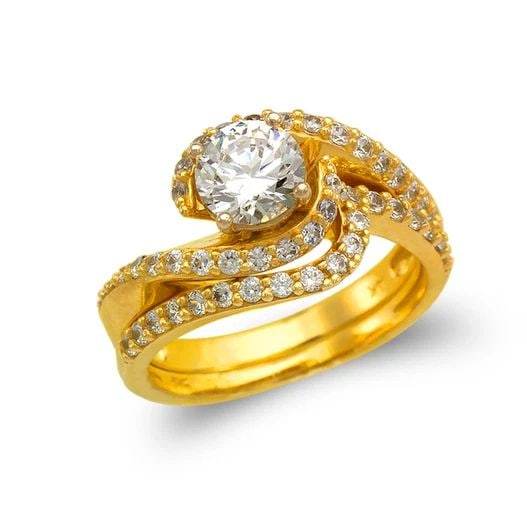 NEW 14K YELLOW GOLD LADIES FANCY SOLITAIRE RING (1 of 2)