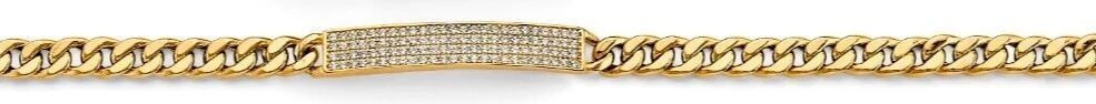 NEW 14K TWO TONE GOLD HOLLOW CURB ID BRACELET (1 of 2)