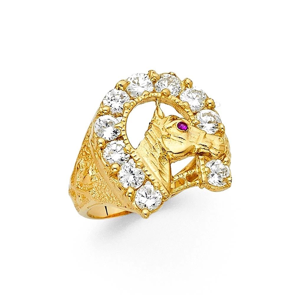 NEW 14K YELLOW GOLD LUCKY HORSE SHOE MEN'S RING - SIZE 10 (1 of 2)