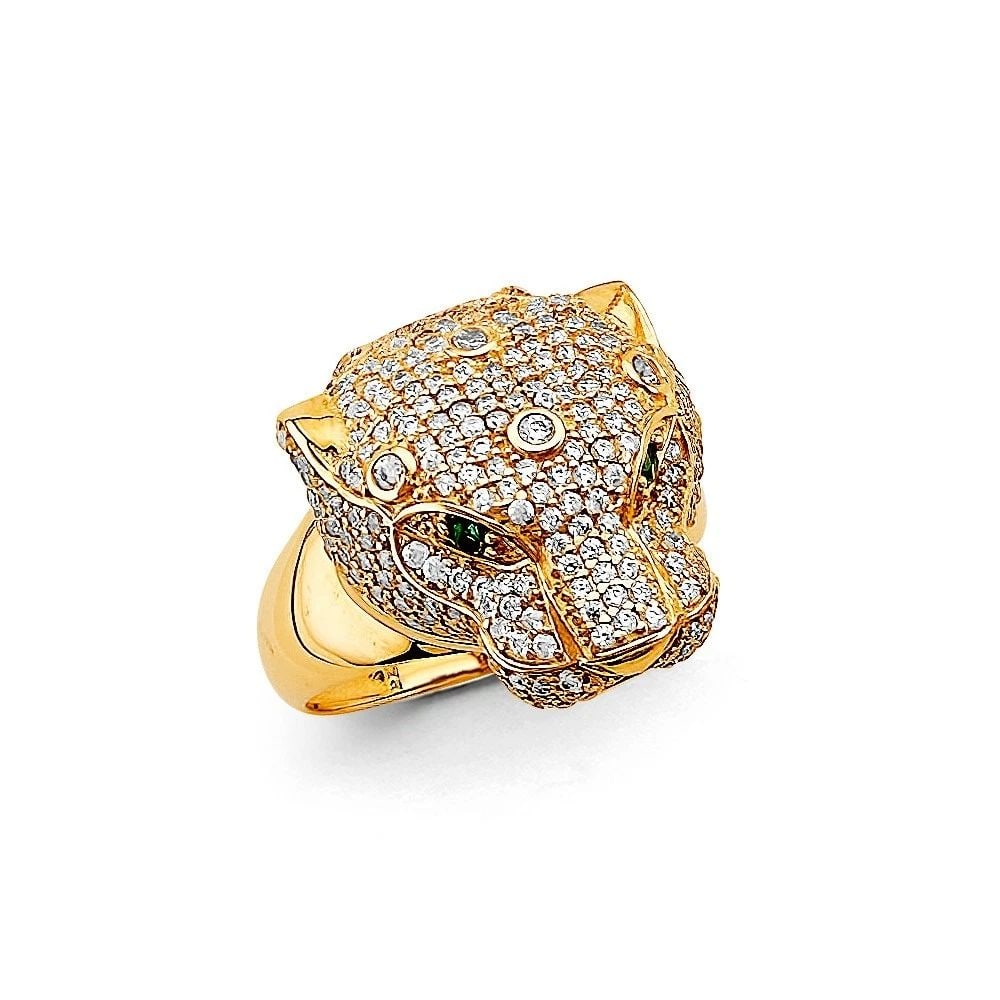 NEW 14K TWO TONE GOLD PANTHER RING - SIZE 7: NEW 14K TWO TONE GOLD CZ PANTHER RING CZ PANTHER RING NEW 14K TWO TONE GOLD WIDTH : WEIGHT : 6.7g