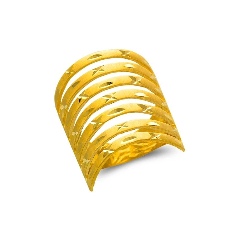NEW 14K YELLOW GOLD LADIES 7 LAYER BAND RING (1 of 1)