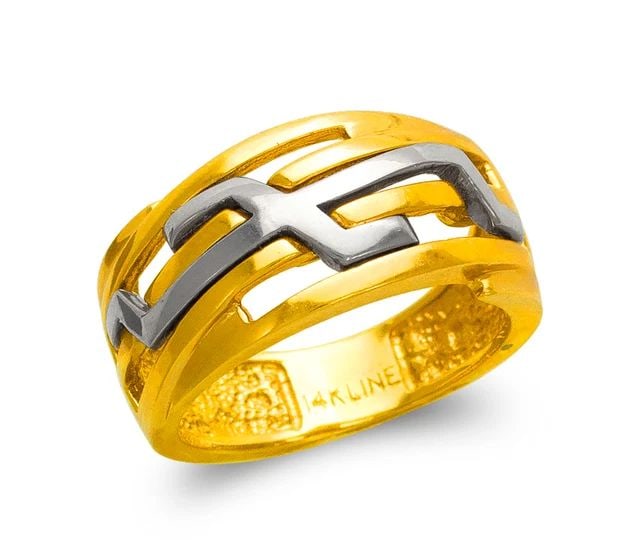 NEW 14K TWO TONE GOLD LADIES DESIGN RING: NEW 14K TWO TONE GOLD LADIES DESIGN RING LADIES DESIGN RING NEW 14K TWO TONE GOLD Apx. WIDTH: 11mm Apx. WEIGHT: 6.6g