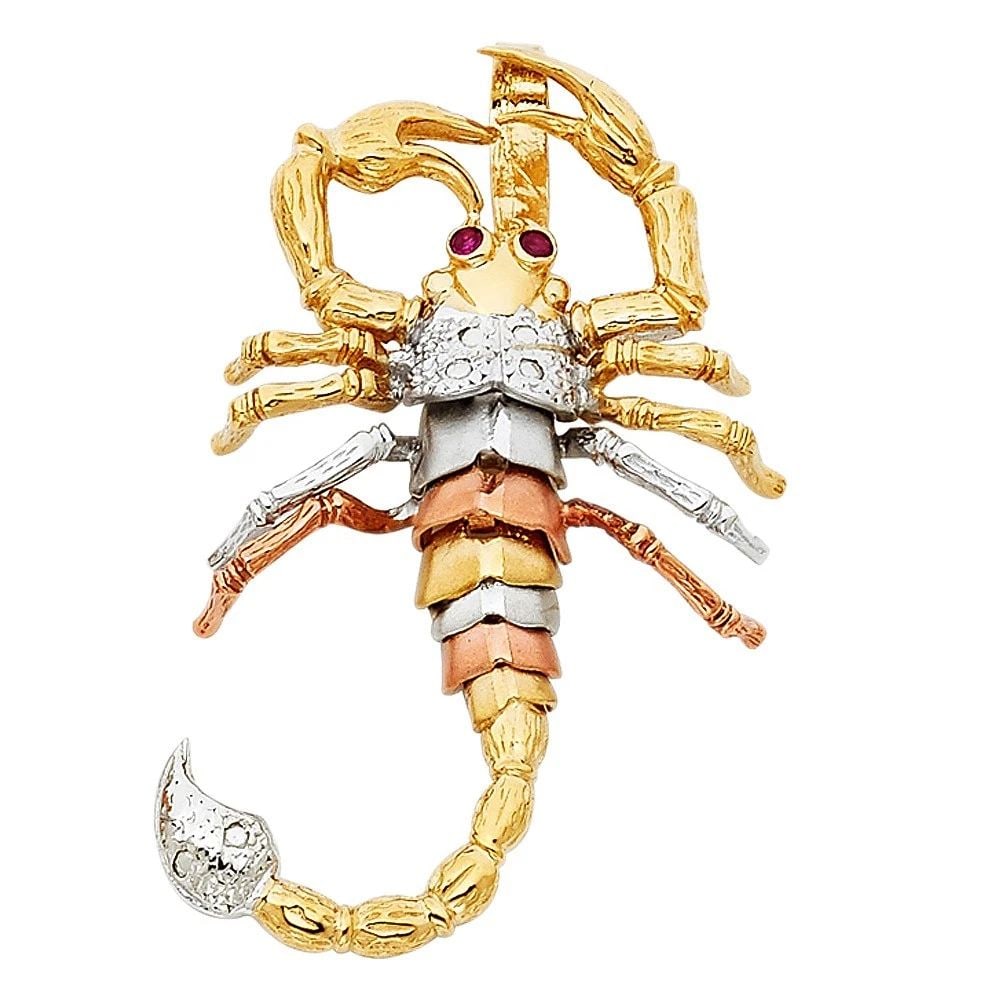 NEW 14K TRI COLOR GOLD SCORPION PENDANT (1 of 2)