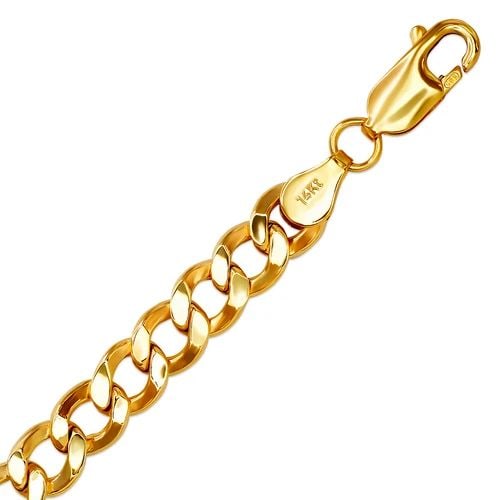 NEW 14K YELLOW GOLD HOLLOW CURB BRACELET (1 of 2)