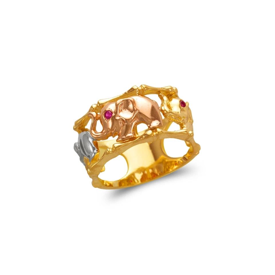 NEW 14K TRICOLOR GOLD LADIES ELEPHANT FILIGREE RING (1 of 1)