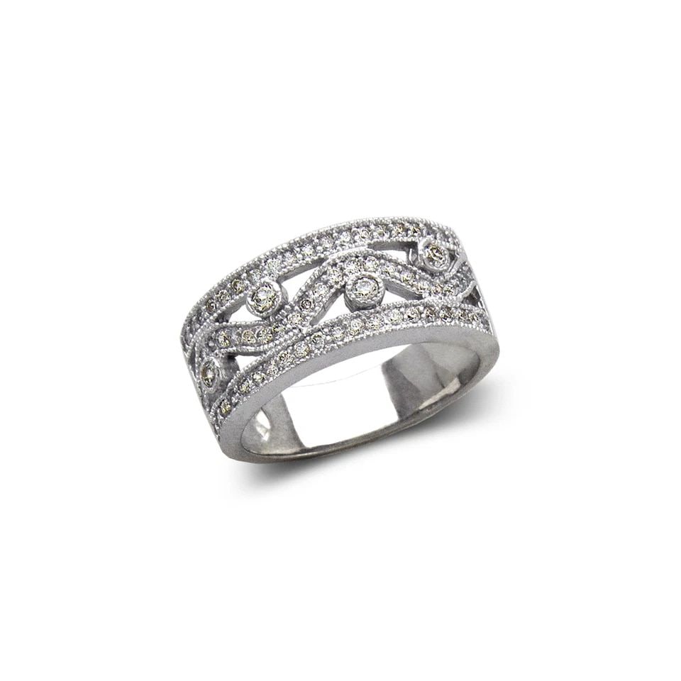 NEW 14K WHITE GOLD LADIES FASHION WHITE BAND RING (1 of 1)