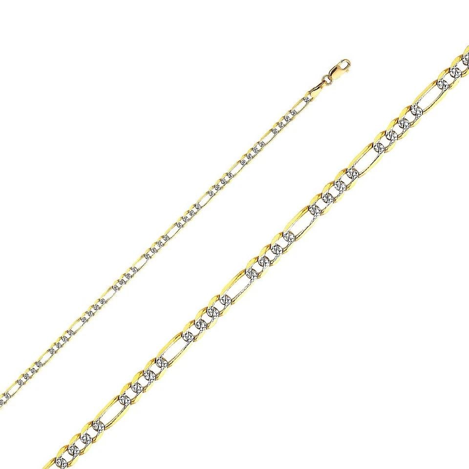 NEW NEW 14K YELLOW GOLD 3.1MM FIGARO 3+1 WP CHAIN (1 of 1)