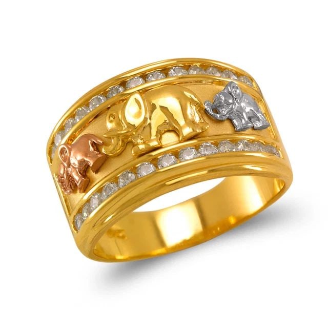 NEW 14K TRICOLOR GOLD LADIES ELEPHANT RING (1 of 2)