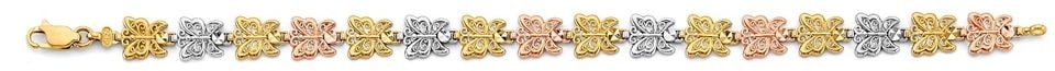 NEW 14K TRI COLOR GOLD BUTTERFLY BRACELET (1 of 1)