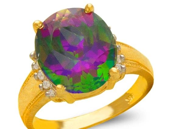 NEW 14K TWO TONE GOLD LADIES MYSTIC RING (1 of 2)