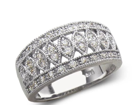 NEW 14K WHITE GOLD LADIES FASHION WHITE BAND RING (1 of 2)
