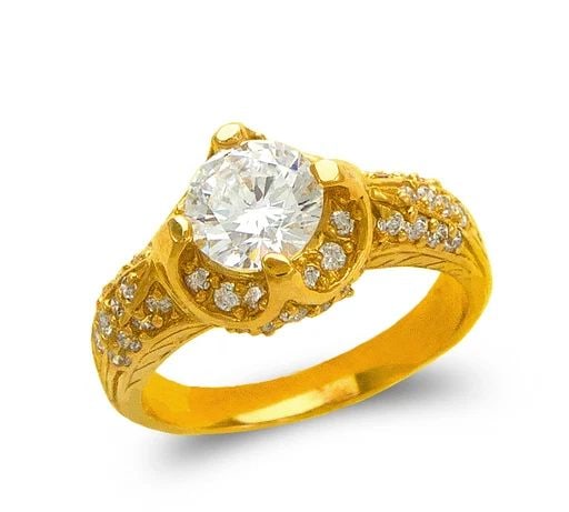 NEW 14K YELLOW GOLD LADIES FASHION SOLITAIRE RING (1 of 2)