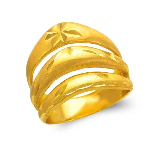 NEW 14K YELLOW GOLD LADIES 3 LAYER BAND RING (1 of 2)