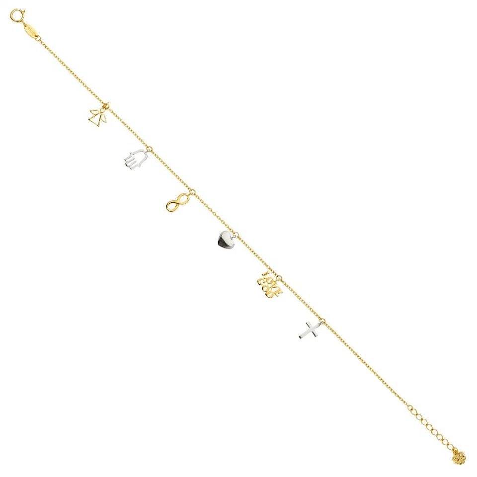 NEW 14K TWO TONE GOLD CRYSTAL DC BRACELET (1 of 1)