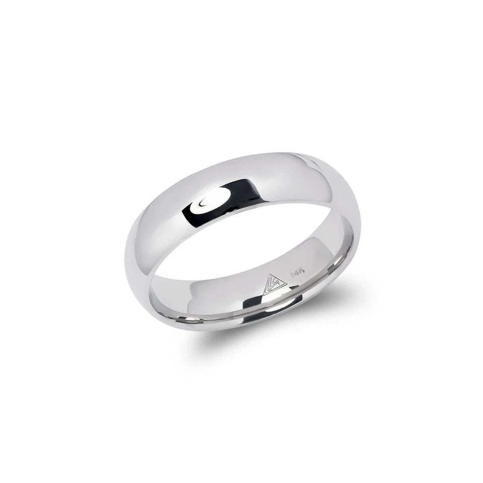 NEW 14K WHITE GOLD 5MM PLAIN WHITE WEDDING BAND (1 of 1)