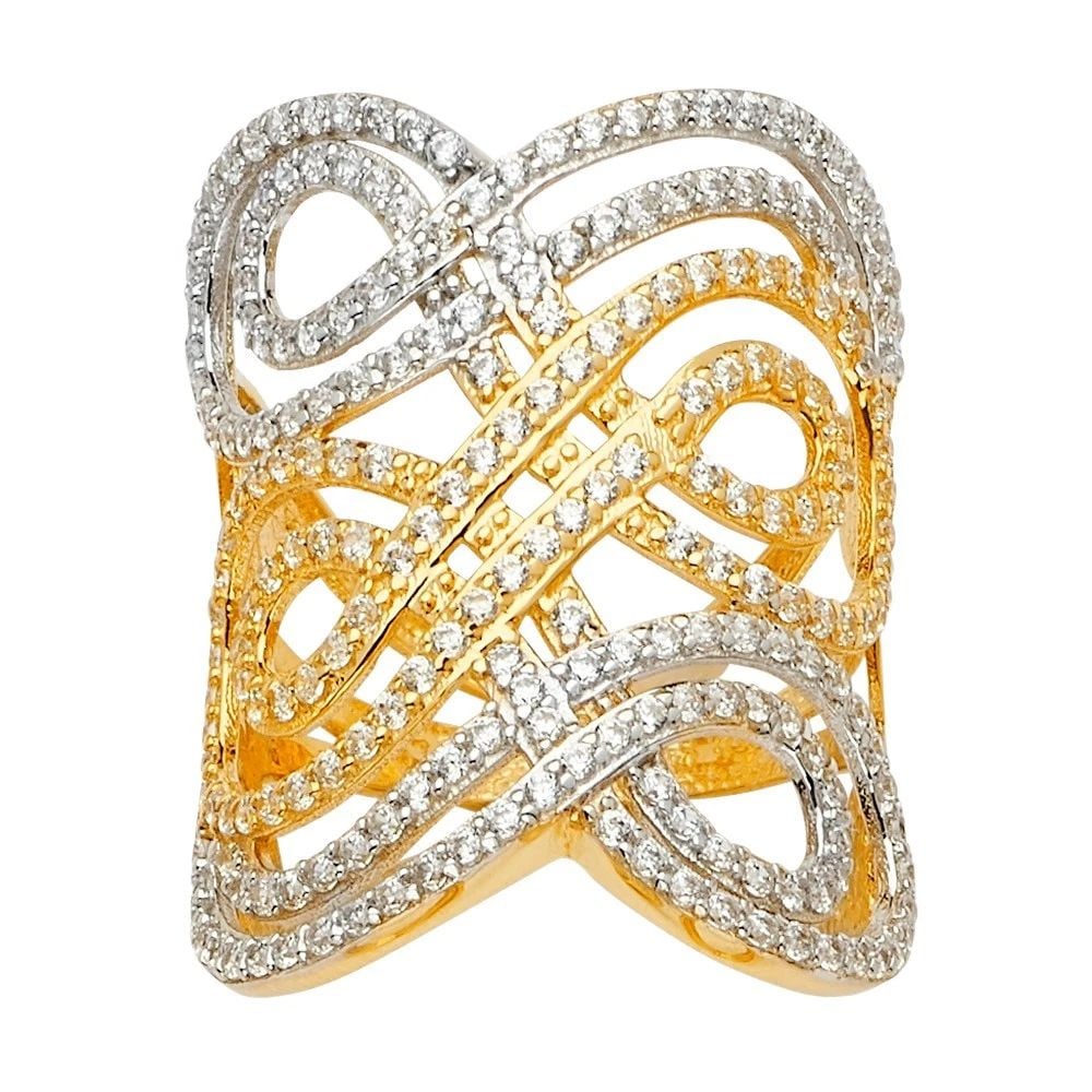 NEW 14K TWO TONE GOLD FANCY RING - SIZE 7: NEW 14K TWO TONE GOLD FANCY RING FANCY RING NEW 14K TWO TONE GOLD WIDTH : WEIGHT : 5.8g