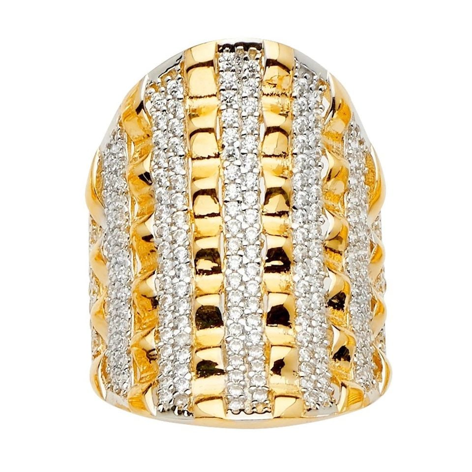 NEW 14K TWO TONE GOLD FANCY RING: NEW 14K TWO TONE GOLD FANCY RING FANCY RING NEW 14K TWO TONE GOLD WIDTH : WEIGHT : 5.7g