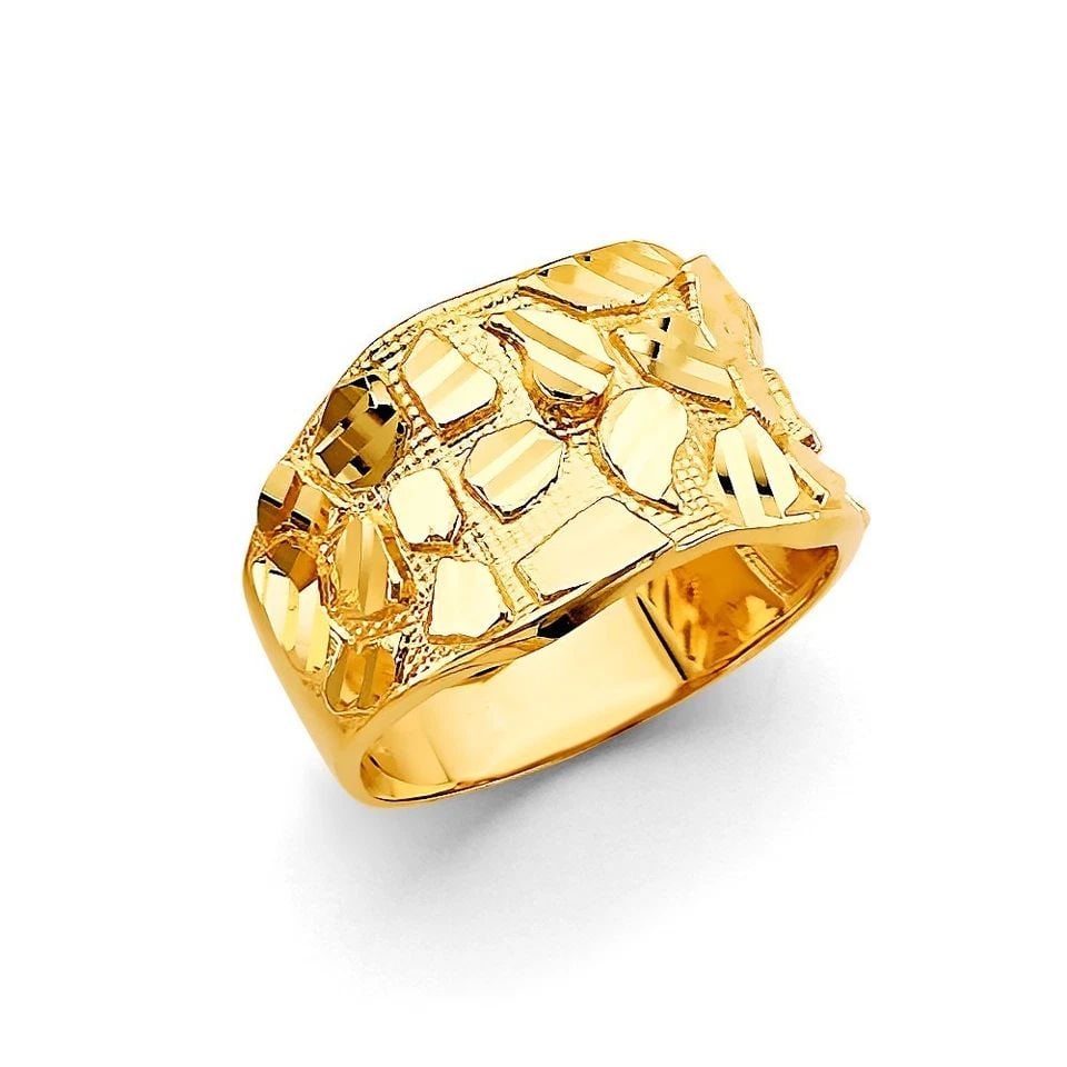 NEW 14K YELLOW GOLD NUGGET MEN'S RING - SIZE 10 (1 of 1)