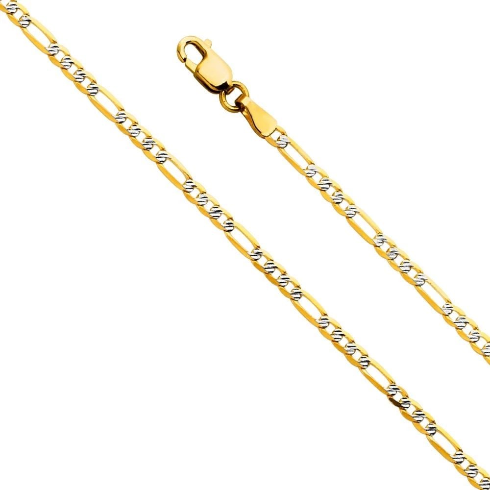 NEW 14K YELLOW GOLD 2.3MM FIGARO 3+1 FANCY WP 060 (1 of 2)