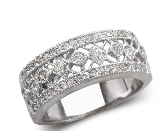 NEW 14K WHITE GOLD LADIES FASHION WHITE BAND RING (1 of 2)