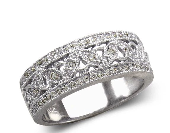 NEW 14K WHITE GOLD LADIES FASHION WHITE BAND RING (1 of 2)