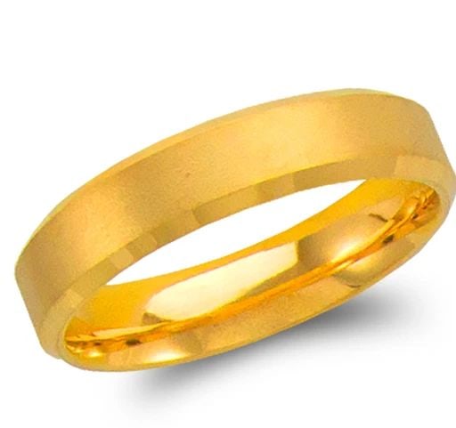 NEW 14K YELLOW GOLD 5MM BEVELED WEDDING BAND (1 of 2)