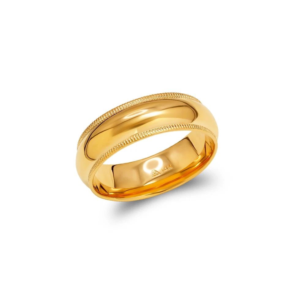 NEW 14K YELLOW GOLD 6MM MILLIGRAIN WEDDING BAND (1 of 1)