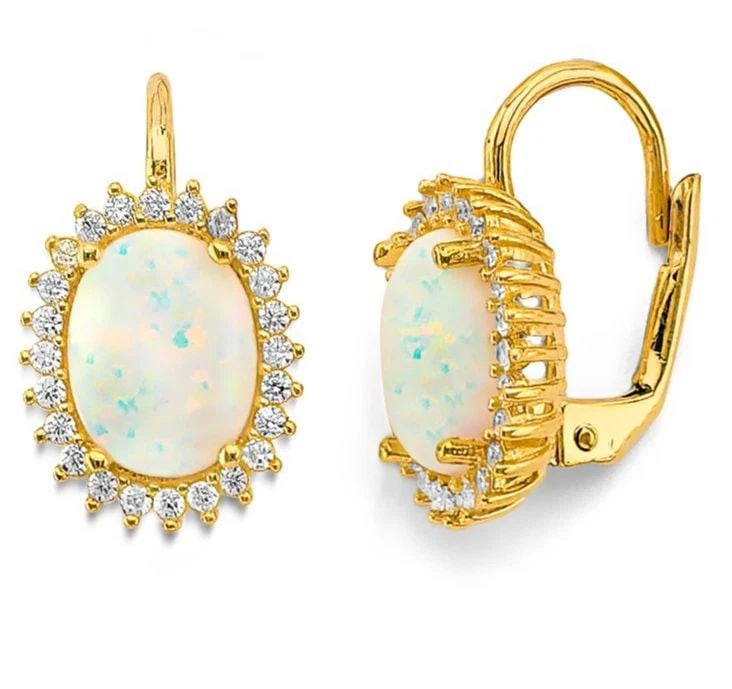 NEW 14K YELLOW GOLD OPAL EARRINGS/SET (1 of 2)